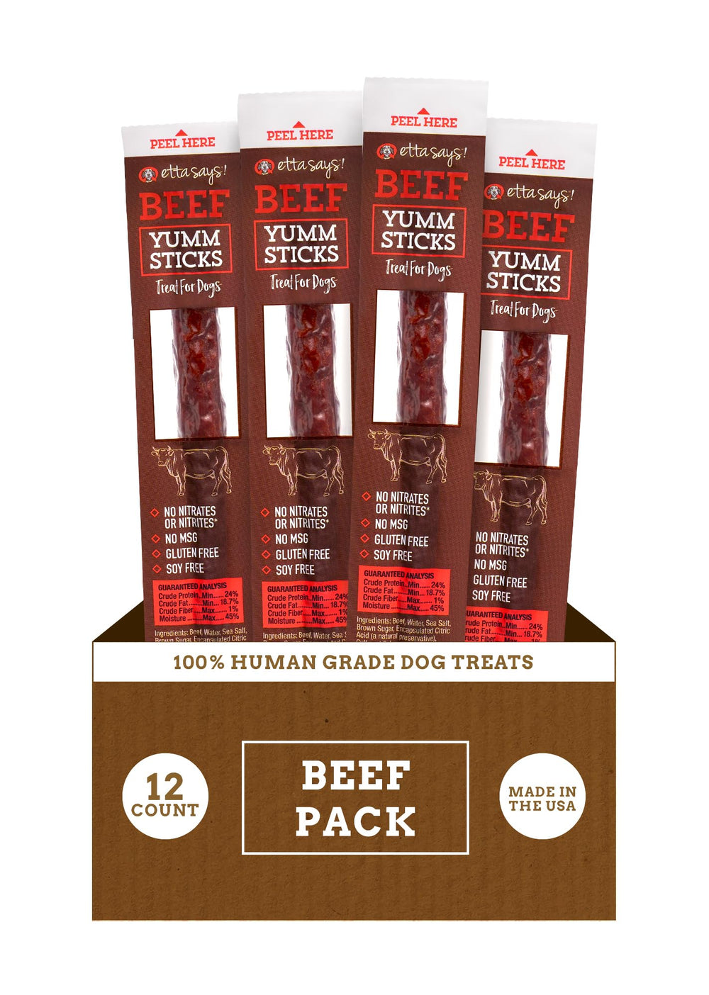 etta says! Yumm Sticks au boeuf, jerky naturel pour récompenser votre chien.