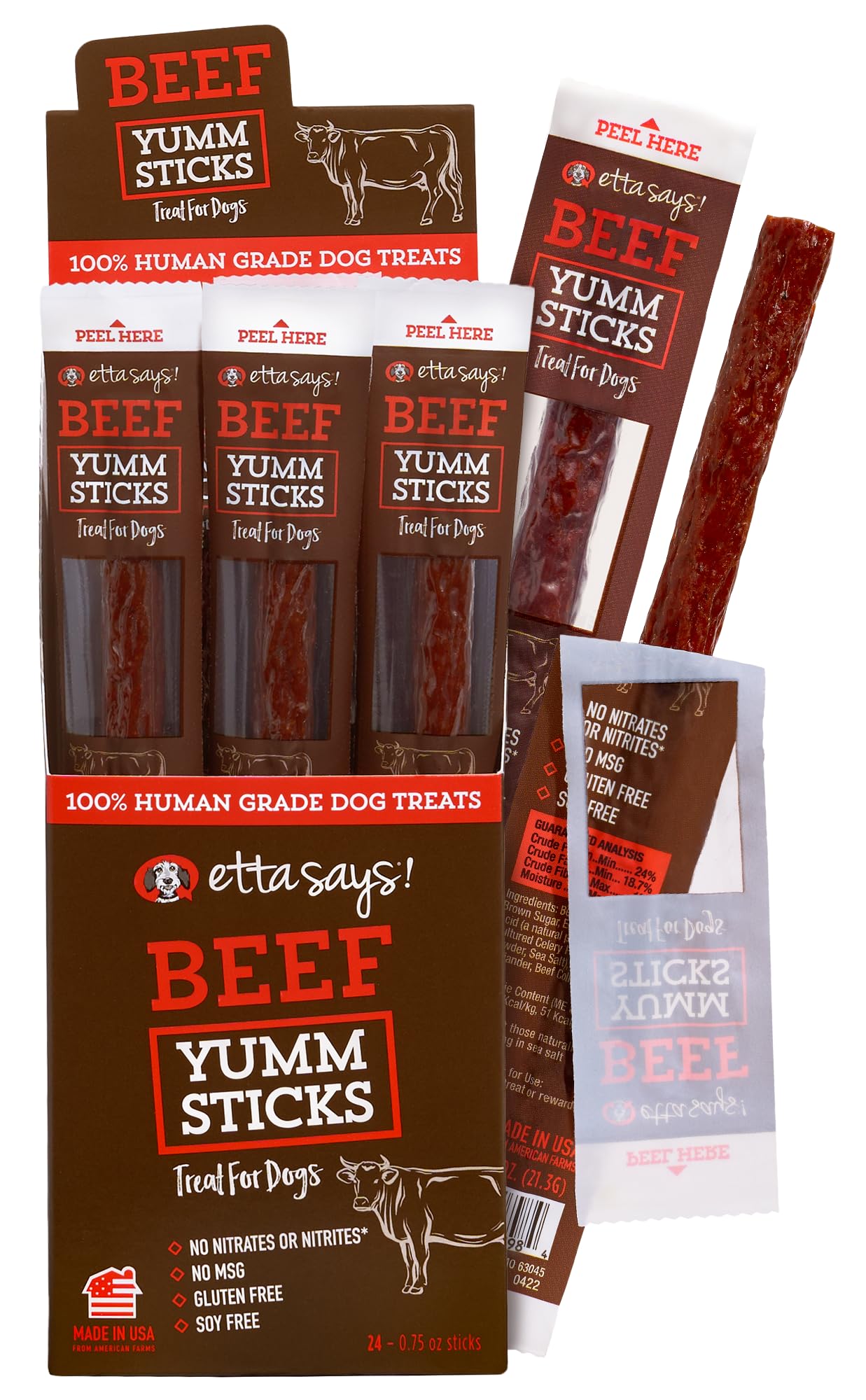 etta says Yumm Sticks boeuf dans sachet - friandise naturelle pour chien