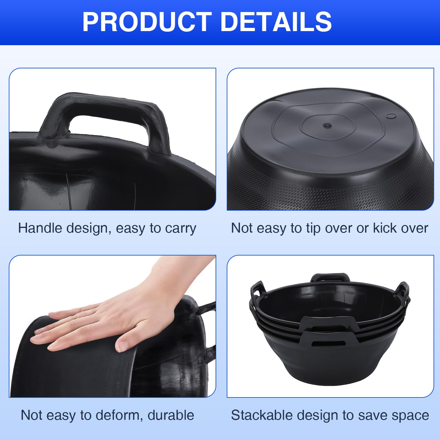 EUBUY pan caoutchouc, fond 25 cm — stabilité et profondeur pour éviter les débordements.