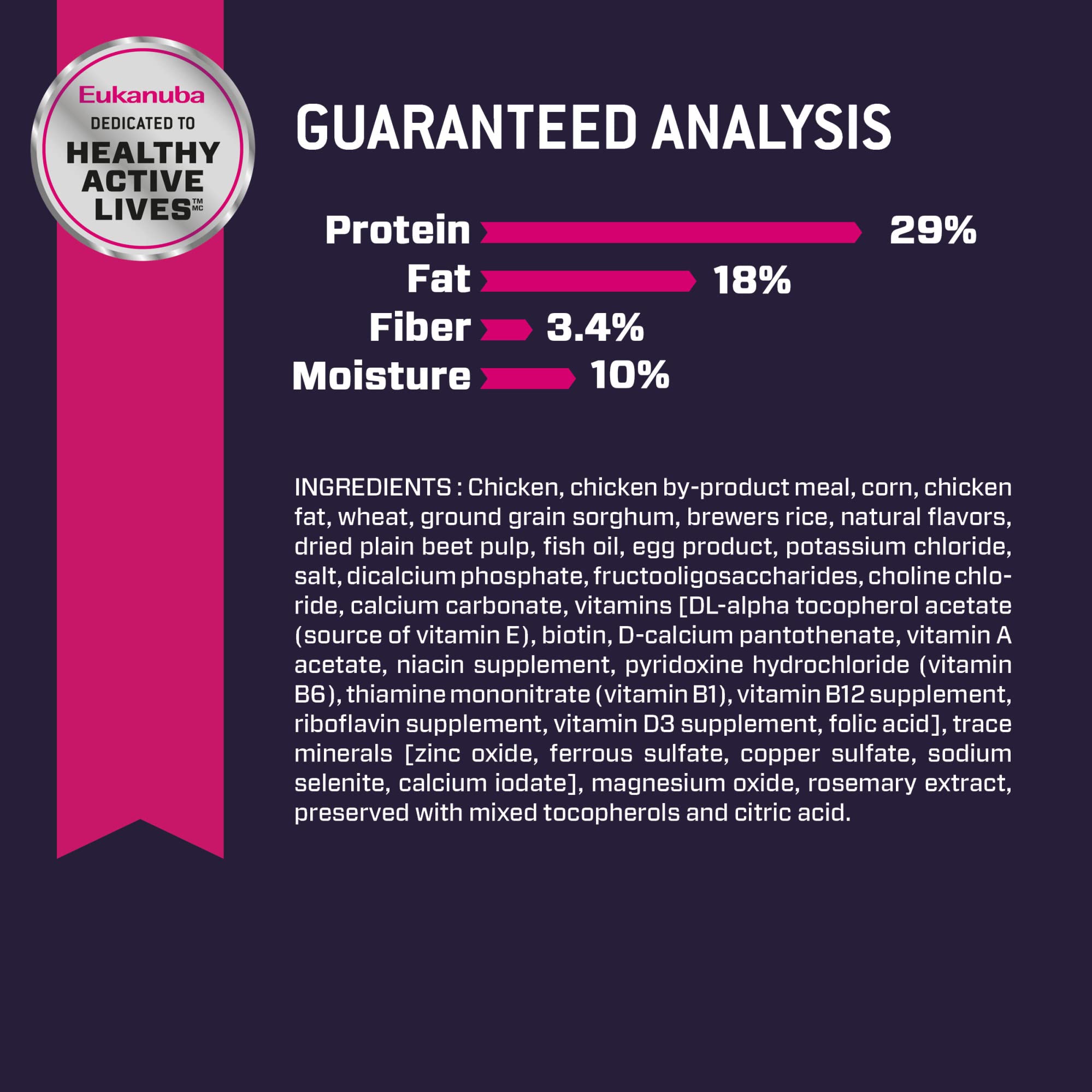 Eukanuba Puppy Medium Breed, calcium et phosphore pour ossature et muscles en croissance.