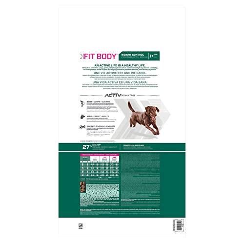 Sac-croquettes grande race Eukanuba Fit Body; pratique pour le dosage quotidien.