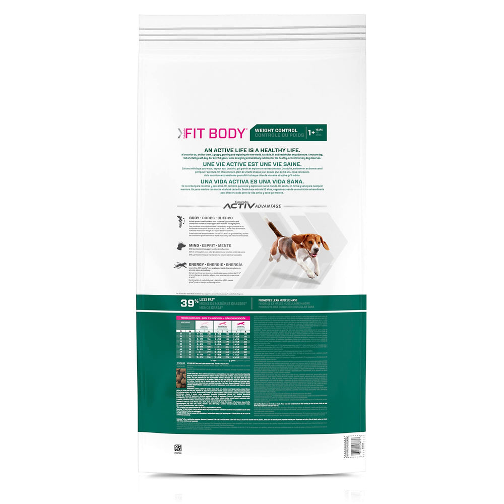 Eukanuba Fit Body Weight Control – premier ingrédient poulet, protéines de qualité pour l'énergie.