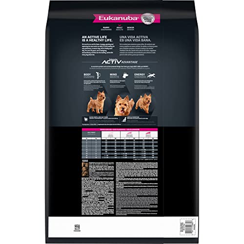 Eukanuba: croquettes au poulet pour petites races, protéine de qualité.