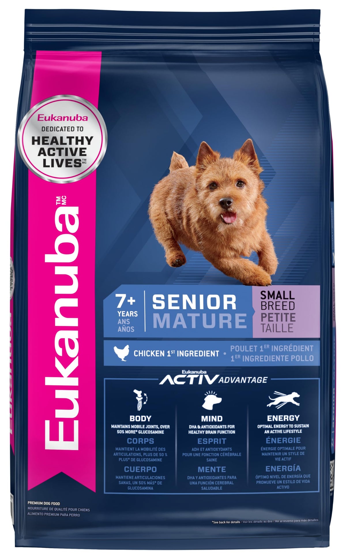 Eukanuba Senior Petit Chien : sac d’alimentation sèche pratique pour petites races.