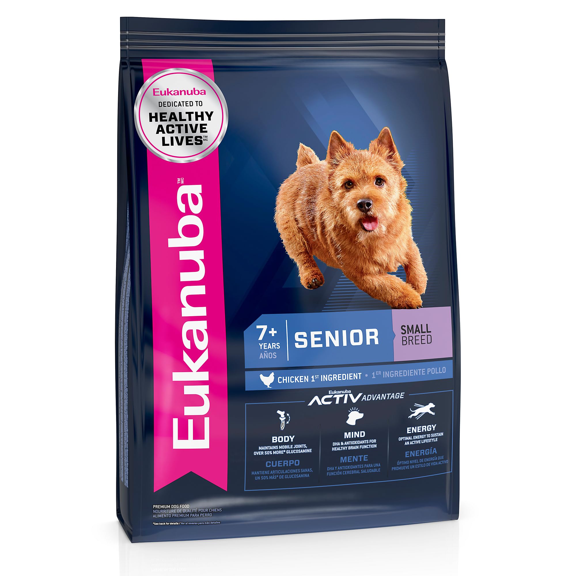 Eukanuba Senior Small Breed – croquettes forme en S, soutiennent l'énergie quotidienne.
