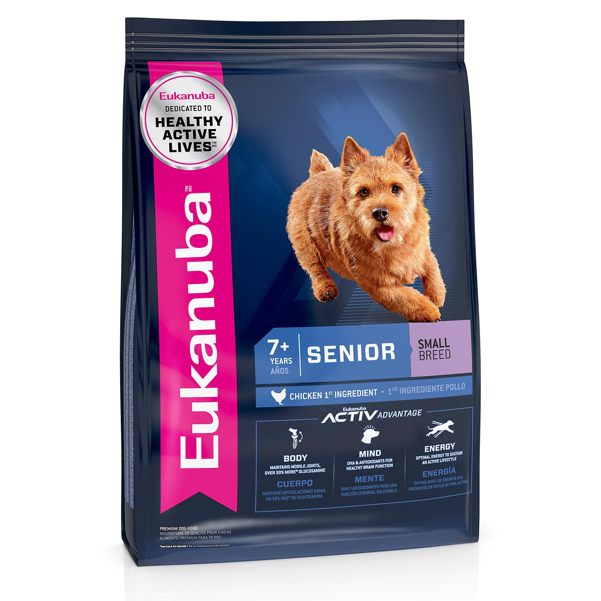 Eukanuba Senior Small Breed – croquettes forme en S, soutiennent l'énergie quotidienne.