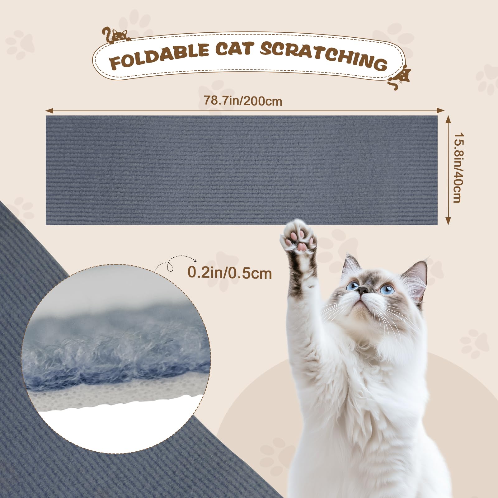 Tapis grattage Eunice texture 3D offrant un griffage confortable.