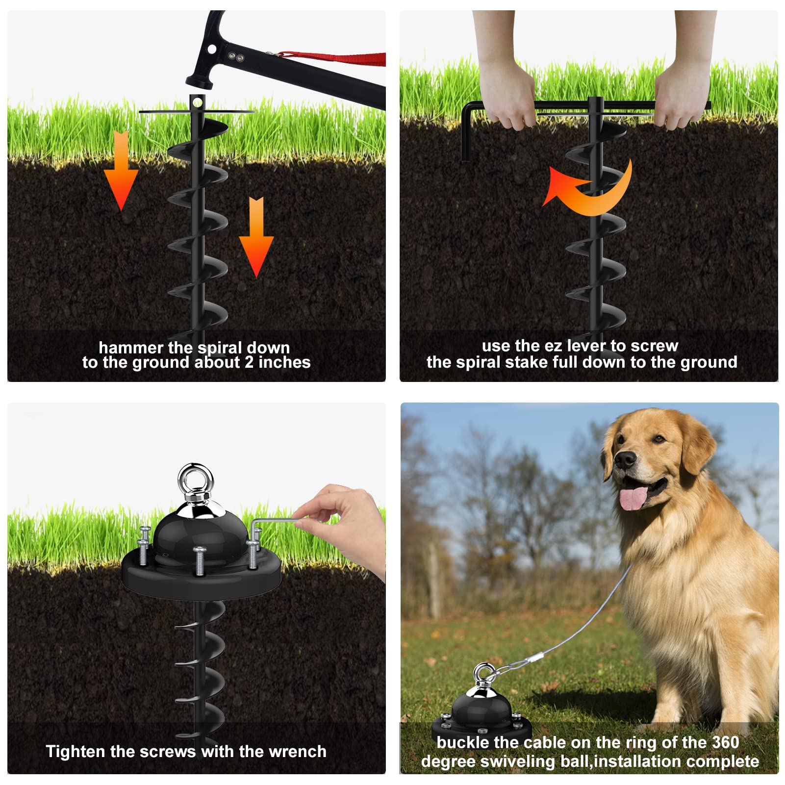 Utilisation extérieure Eurmax-ancre-chien-noir, idéale parc et camping.