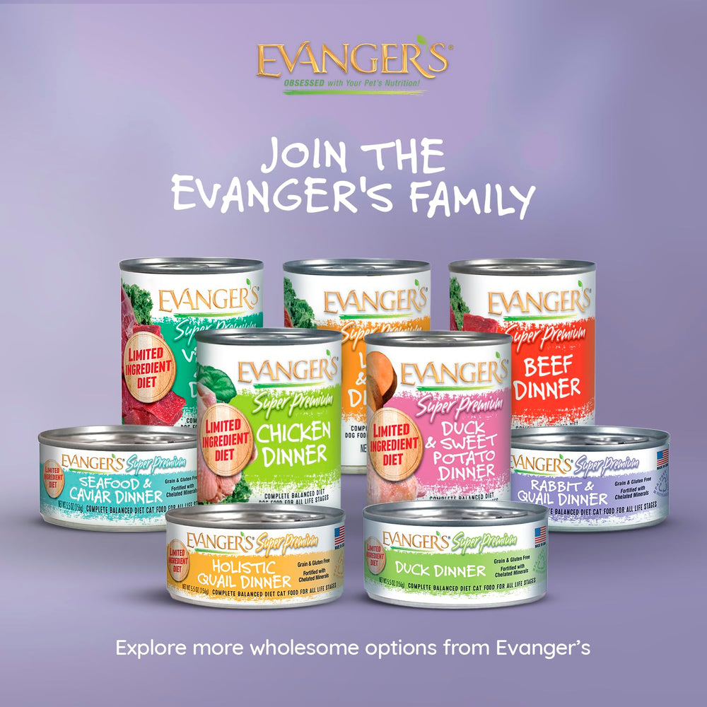 Produit Evanger's fabriqué aux États-Unis, garantie qualité et traçabilité.