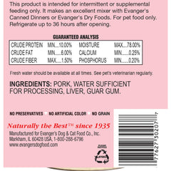 Ingrédients sans gluten et sans céréales Evanger's Complements Porc