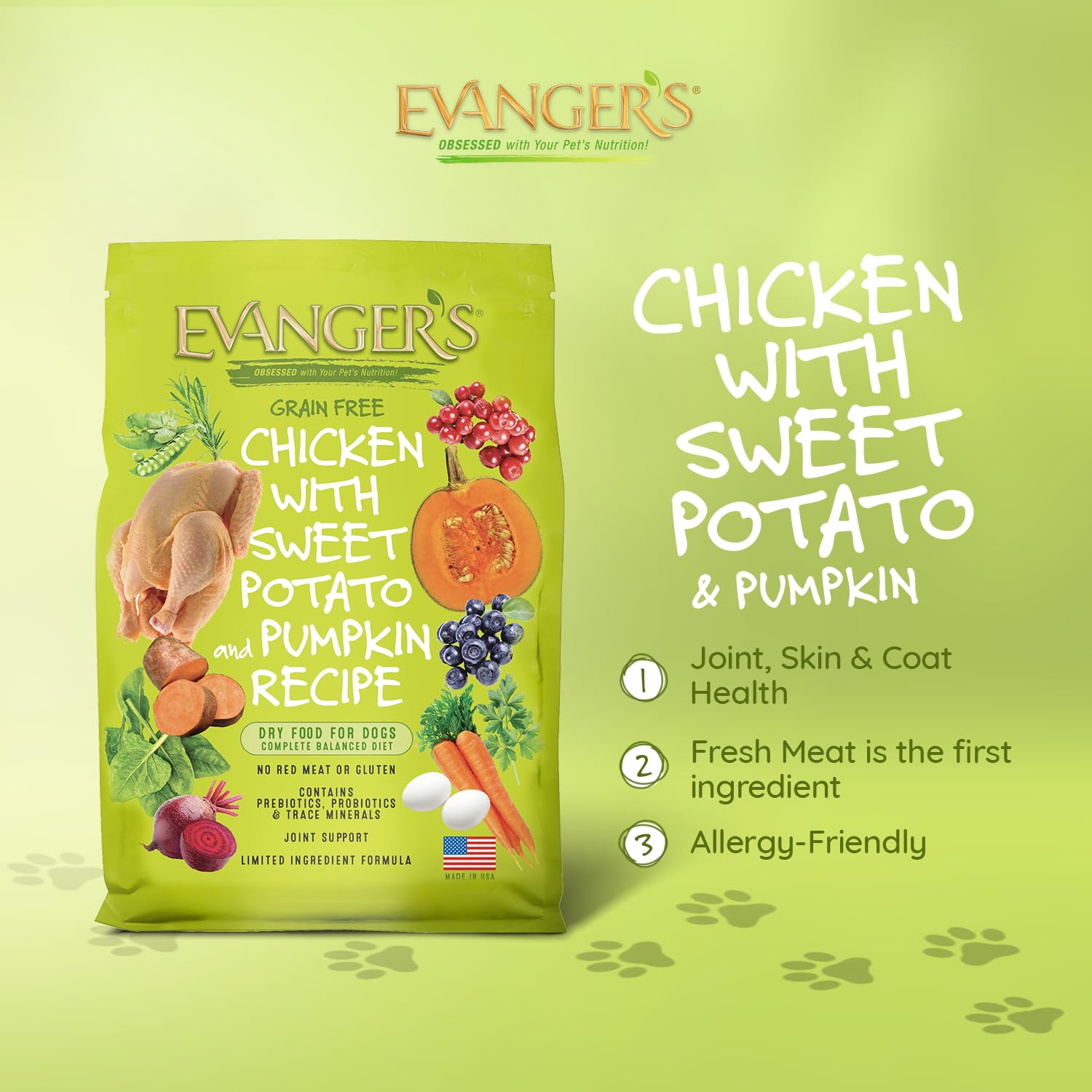 Croquettes Evanger's poulet patate douce courge, texture croquante pour repas quotidiens.