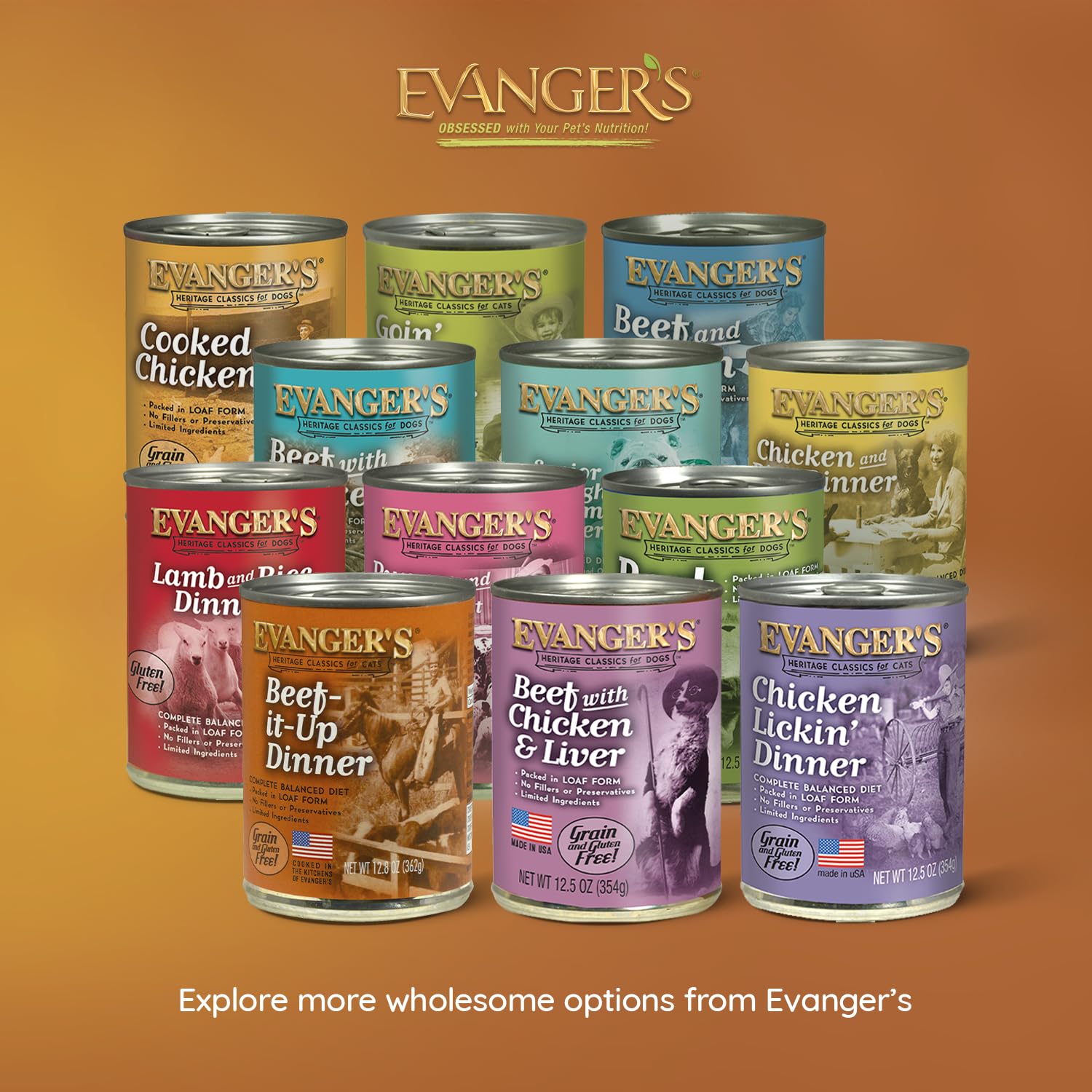 Evanger's Heritage Classics fabriqué aux États-Unis — boîte pratique pour les repas quotidiens.