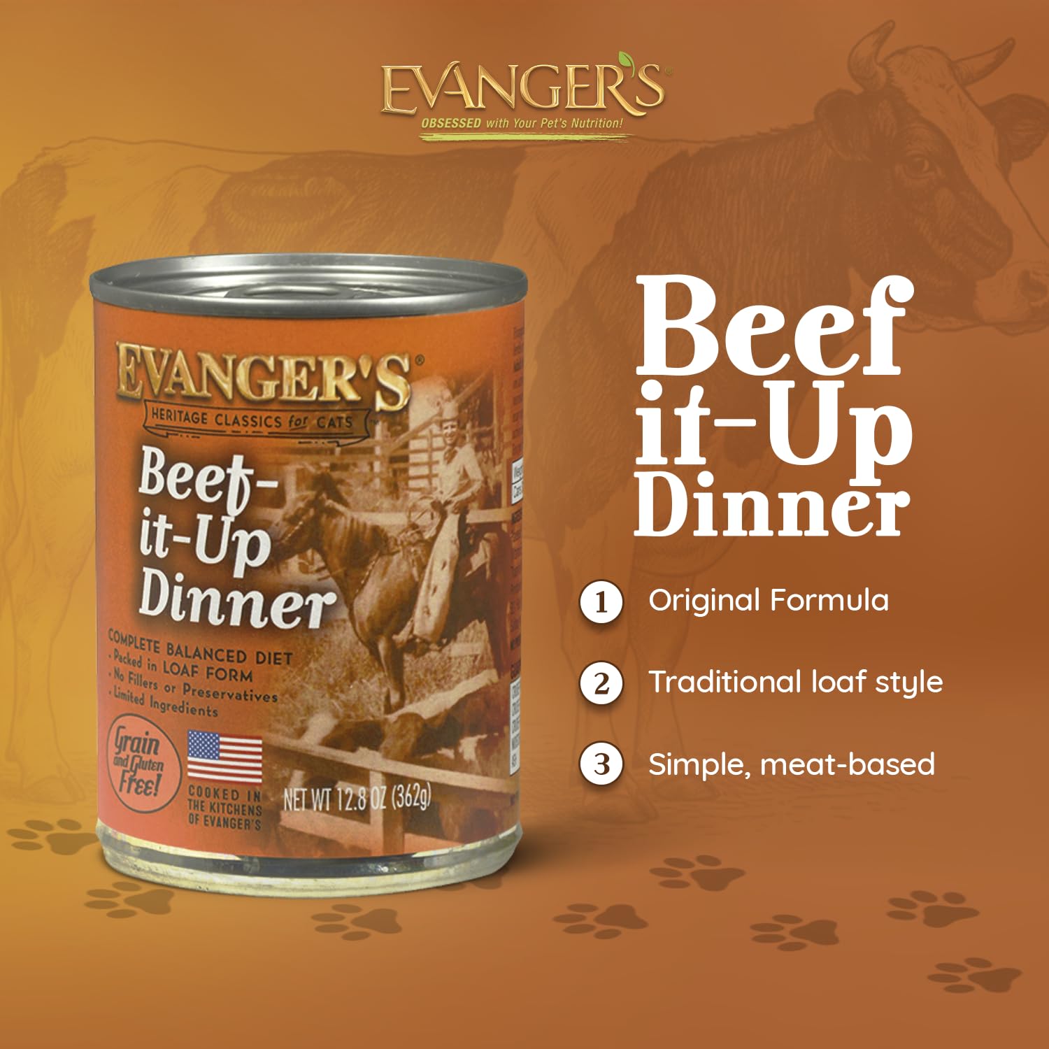 Evanger's Heritage Classics texture pâté moelleuse — boîte facile à servir pour repas appréciés.