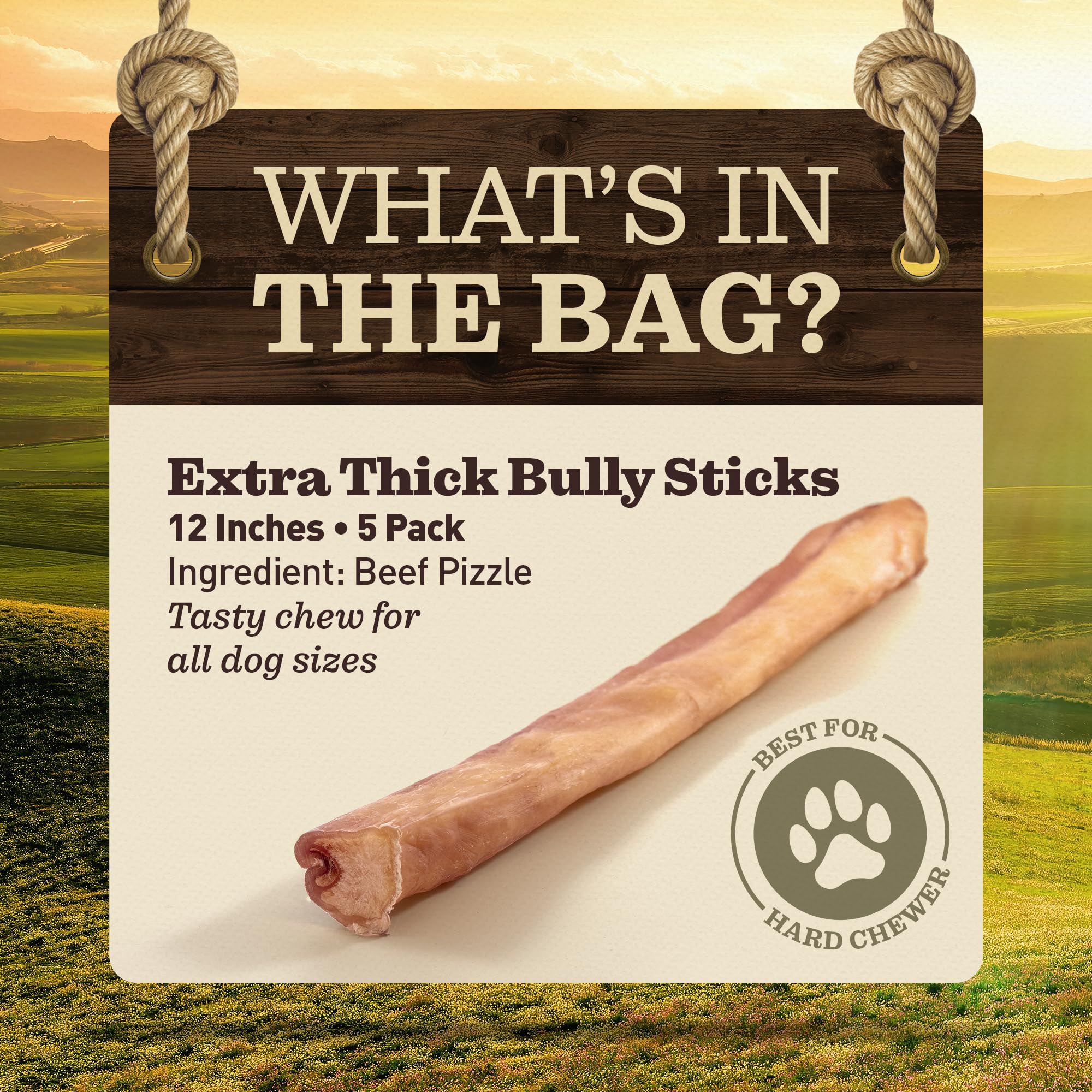 Paquet de 5 bâtons Ever Farm pour chiens de grande taille.