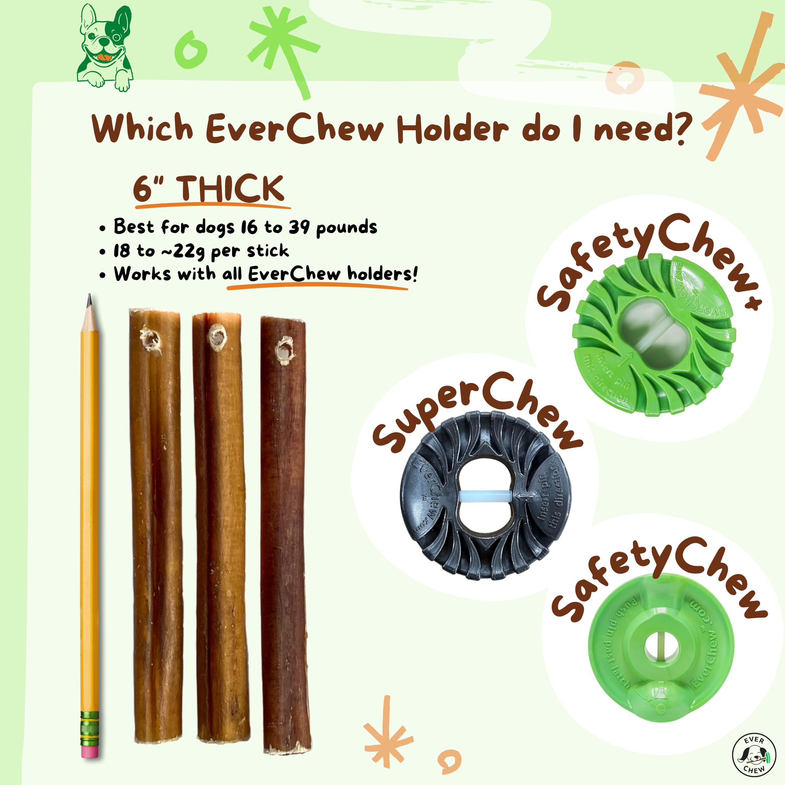 EverChew bâton 6pouces-compatibles-support, pratique avec ou sans support.