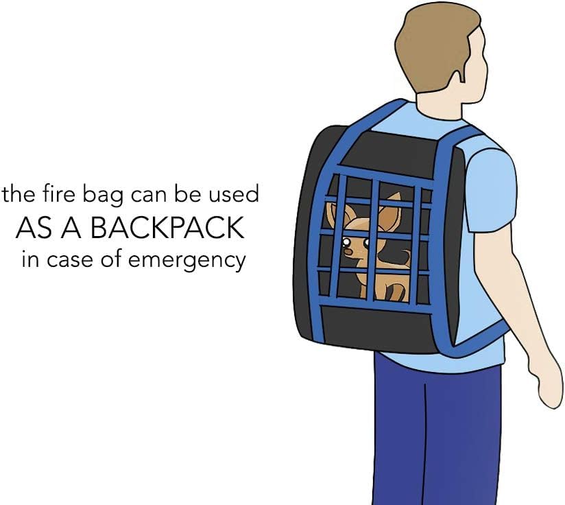 Everest's Toys Sac secours incendie animaux — oreiller intégré pour amortir les chocs