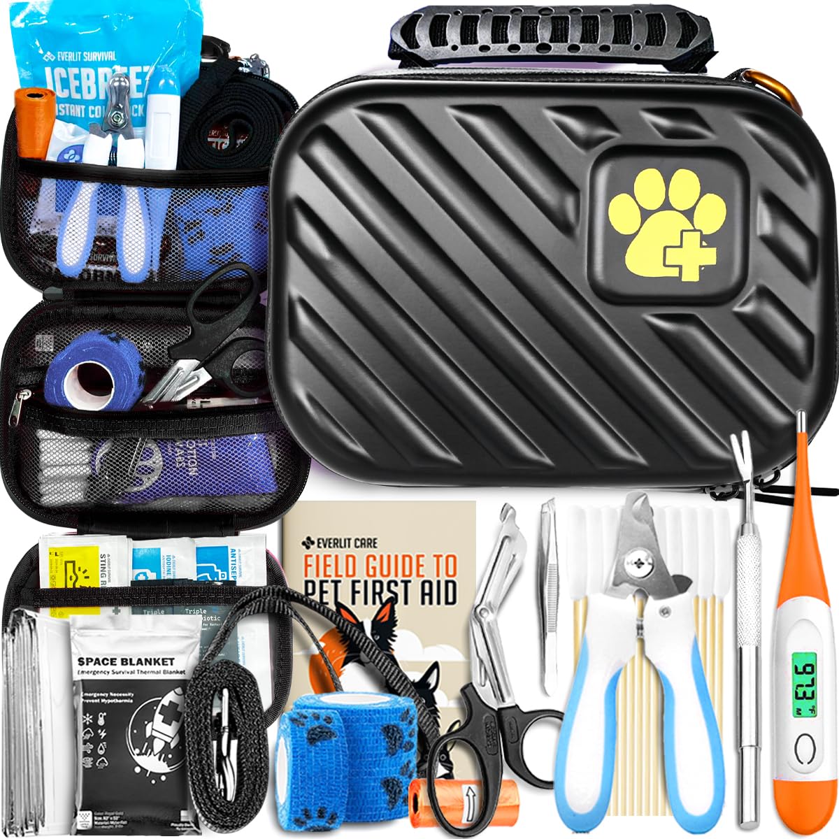Everlit Care kit Premiers Secours Animaux avec etui rigide, pratique pour la maison et les voyages