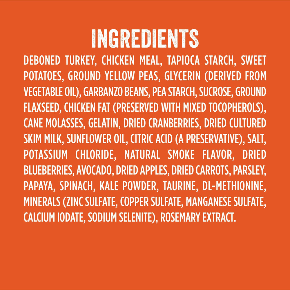 Evolve bouchees dinde ingredients-naturels, option nourrissante et savoureuse pour chiens.