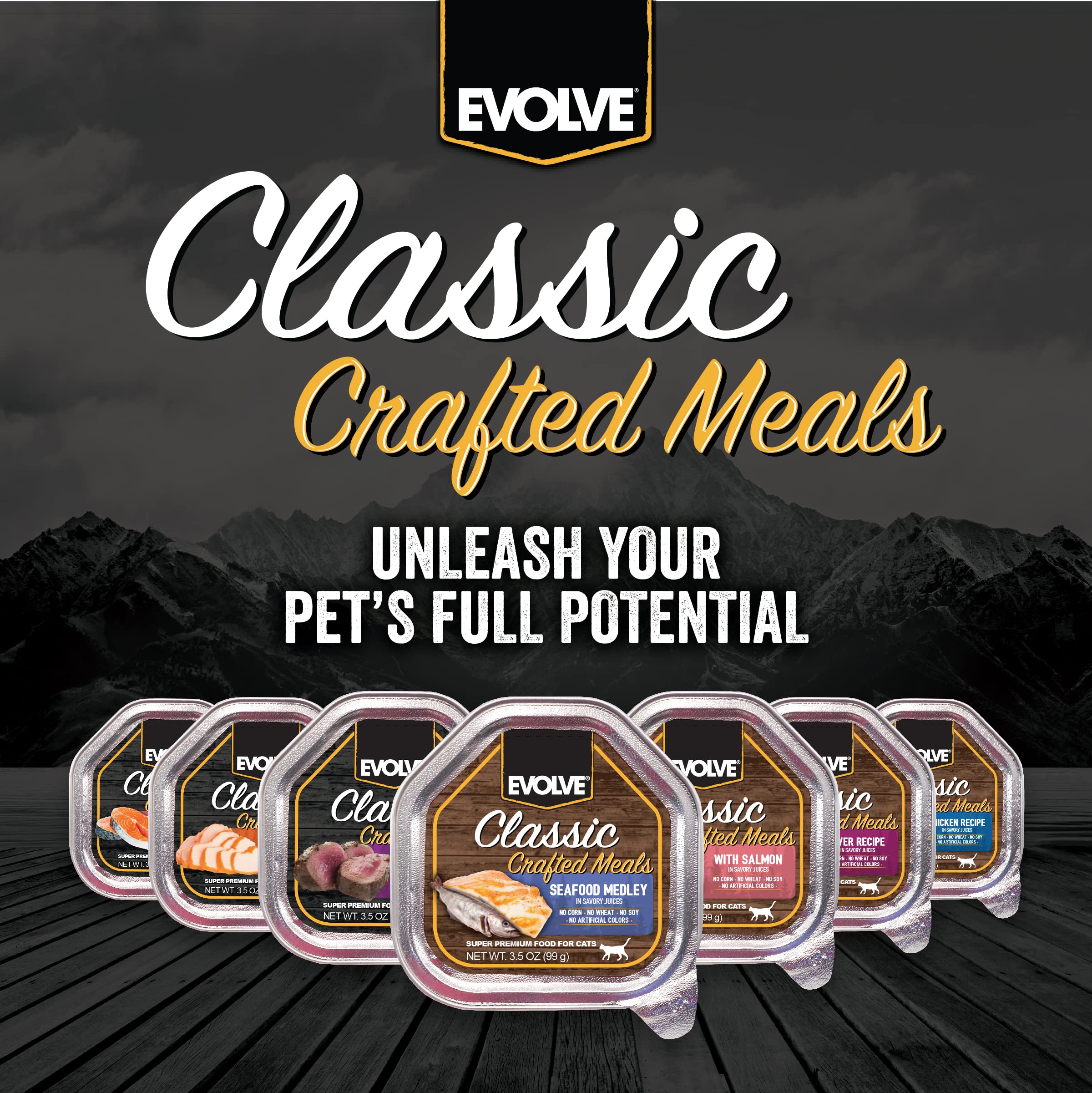 Evolve Classic Crafted Meals chat sans-farines-ajoutees – option plus digeste pour félin