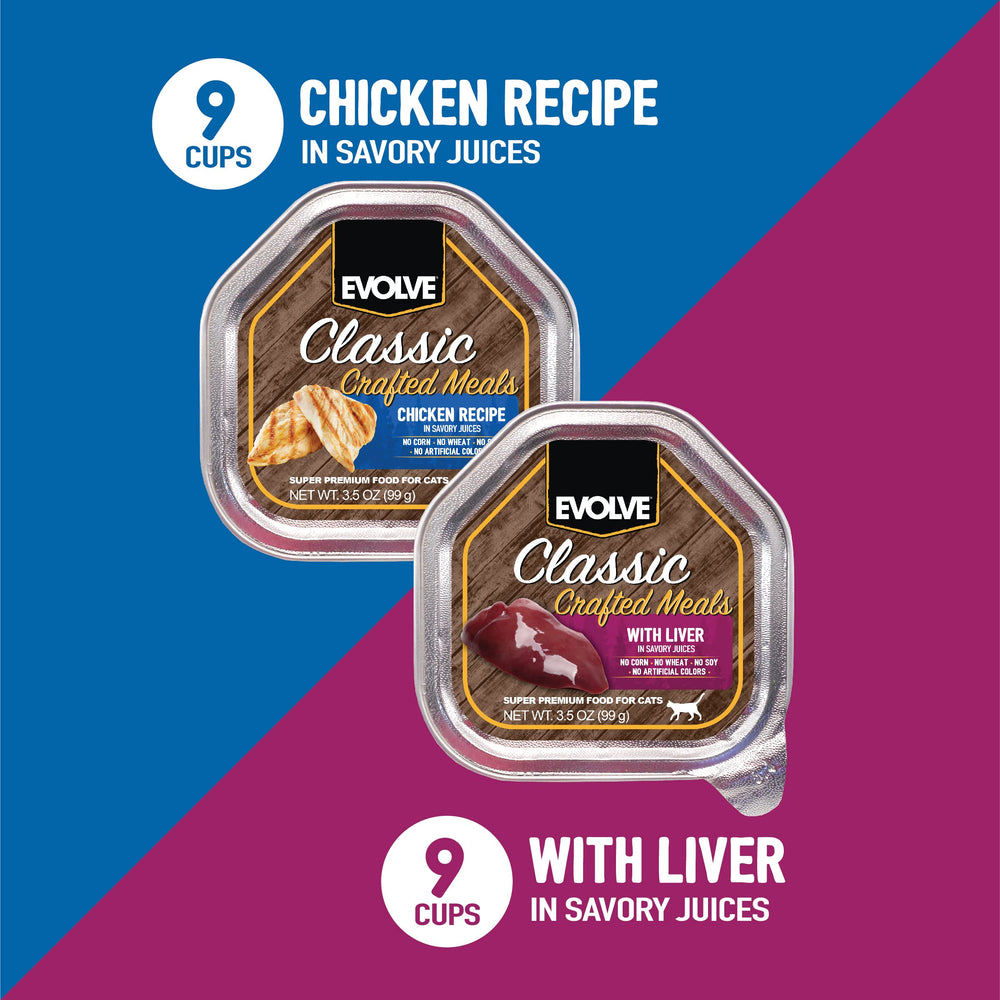Evolve Classic Crafted Meals chat sans-mais-ble-soja – choix sans céréales indésirables