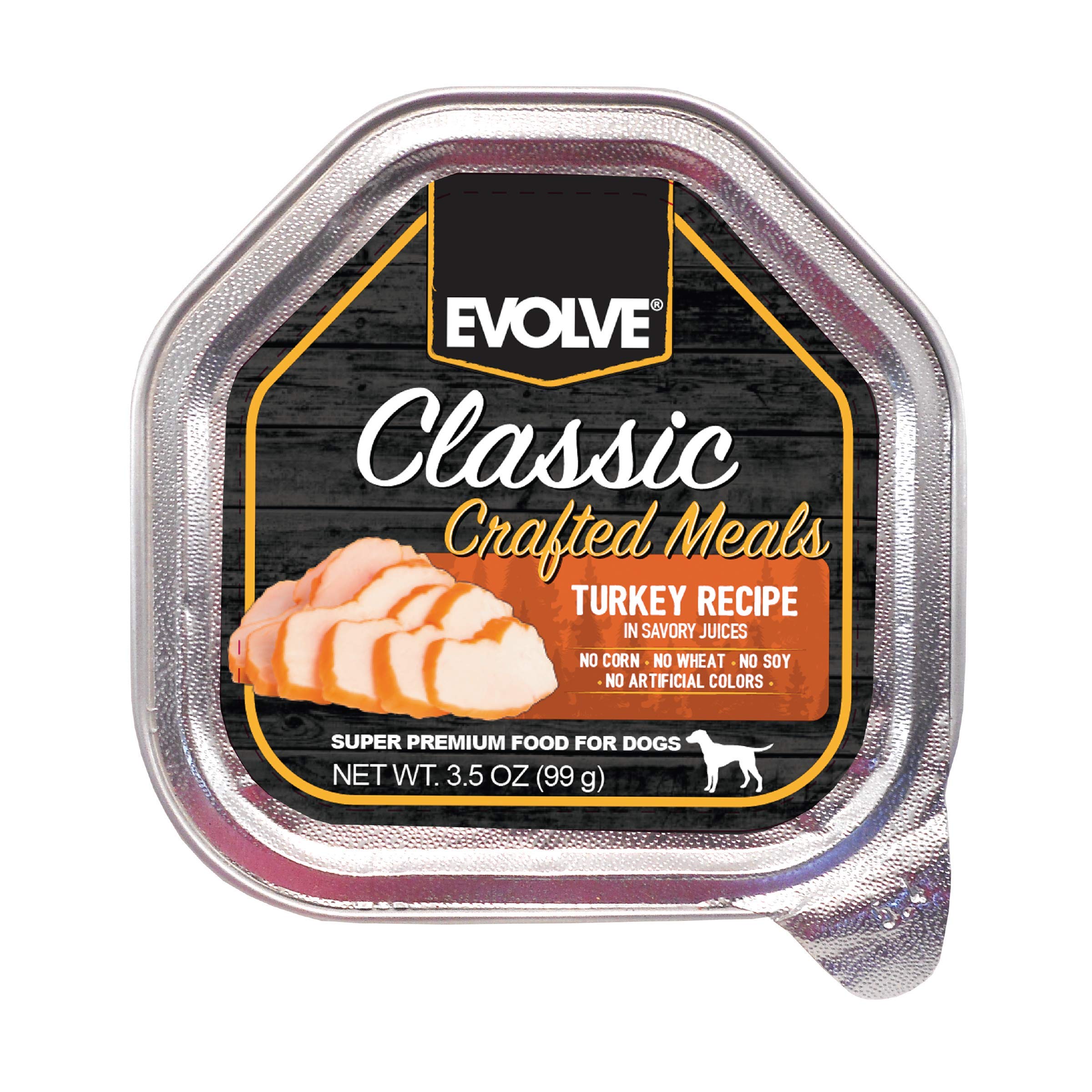 Évolve Classic Meals dinde, boîte ouverte prête à servir, repas équilibré pour chien.