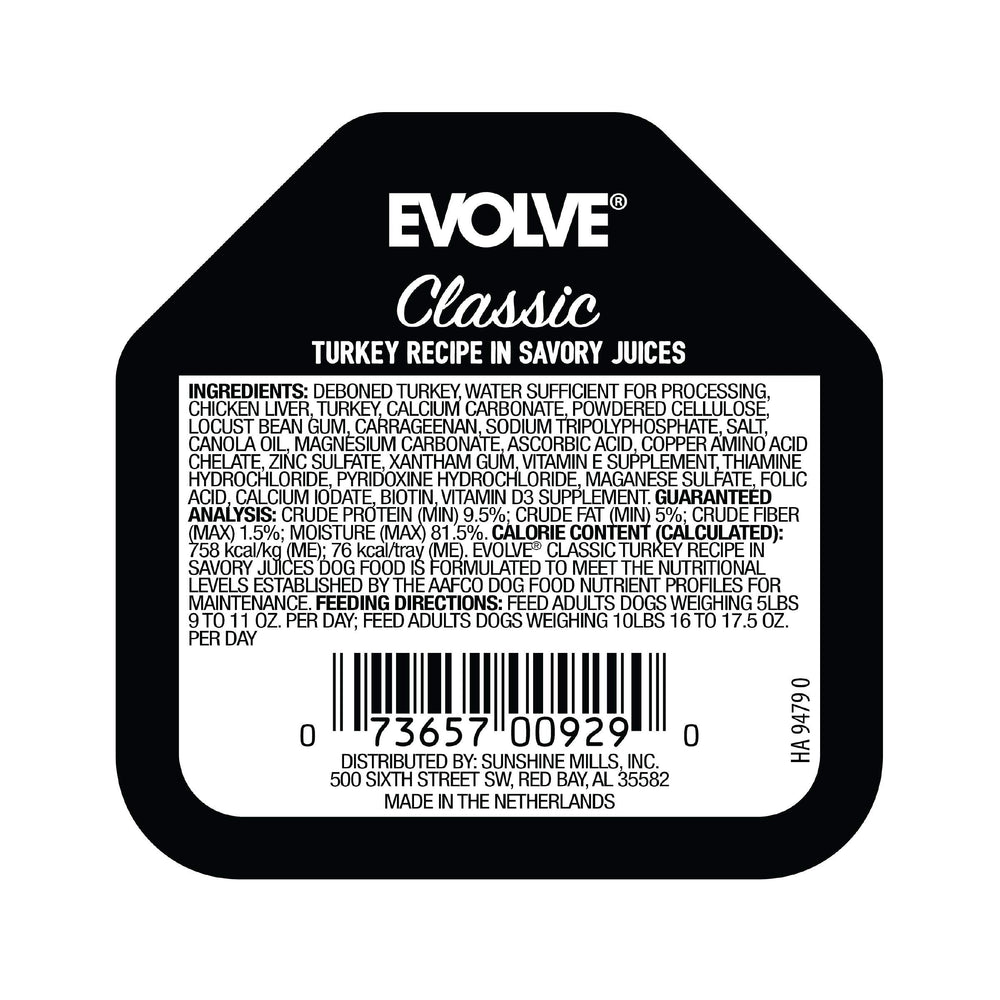 Évolve Classic Meals dinde, bouillon velouté, repas réconfortant pour chien.