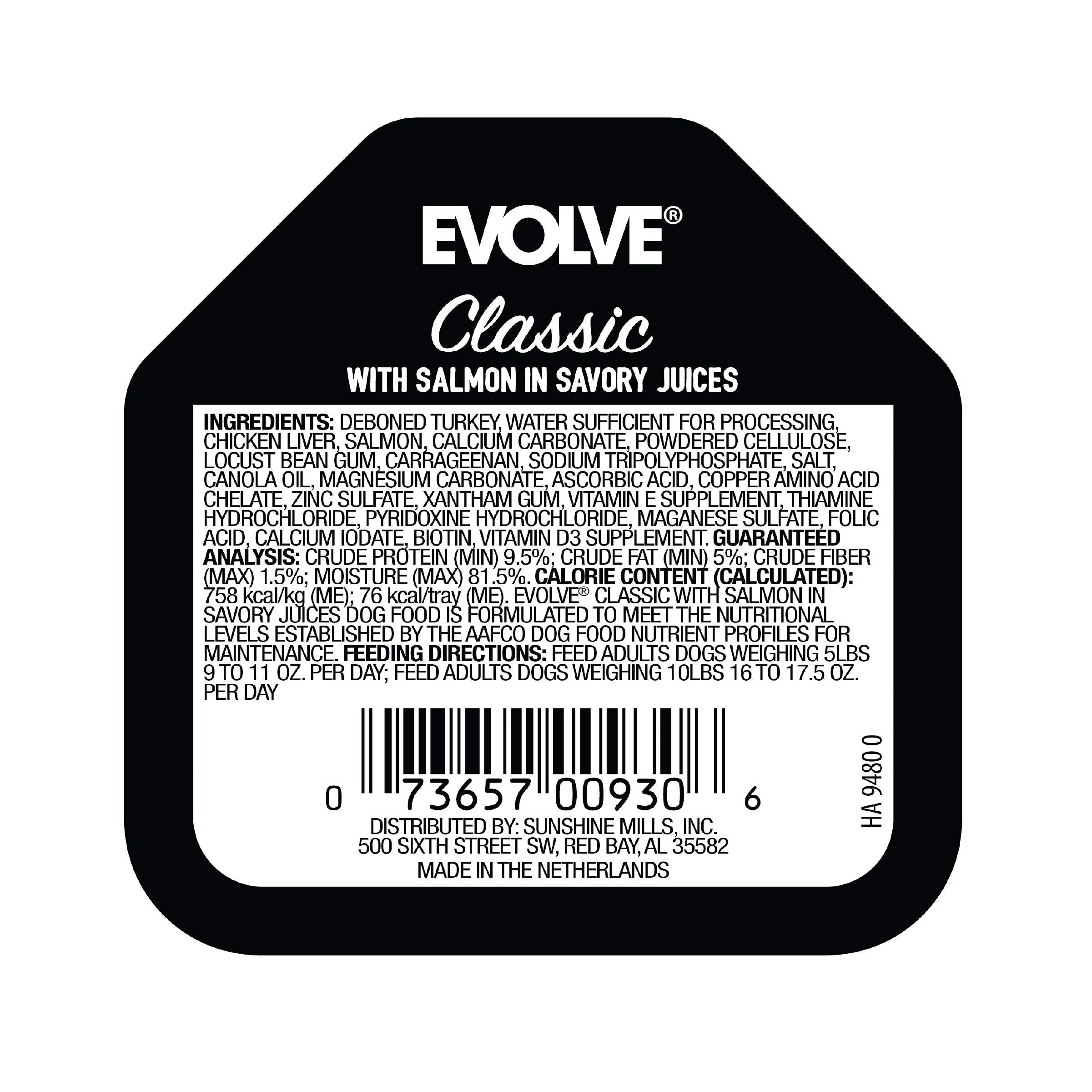 Evolve Saumon chien - assiette gourmande, texture tendre pour mâchoires sensibles.