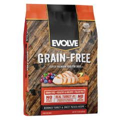 Evolve Dinde Desossee et Patate Douce, sac 13 lb: croquettes sans cereales pour chiens sensibles