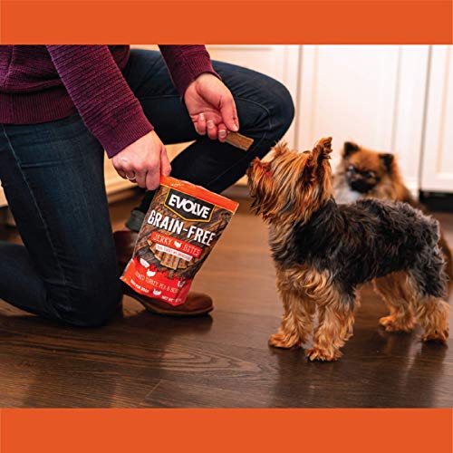 Evolve friandises dinde baies rouges sans cereales, complement savoureux equilibre alimentaire.