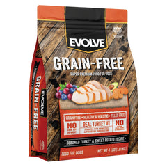 Evolve sans céréales dinde et patate douce, sac scellé idéal pour chiens sensibles