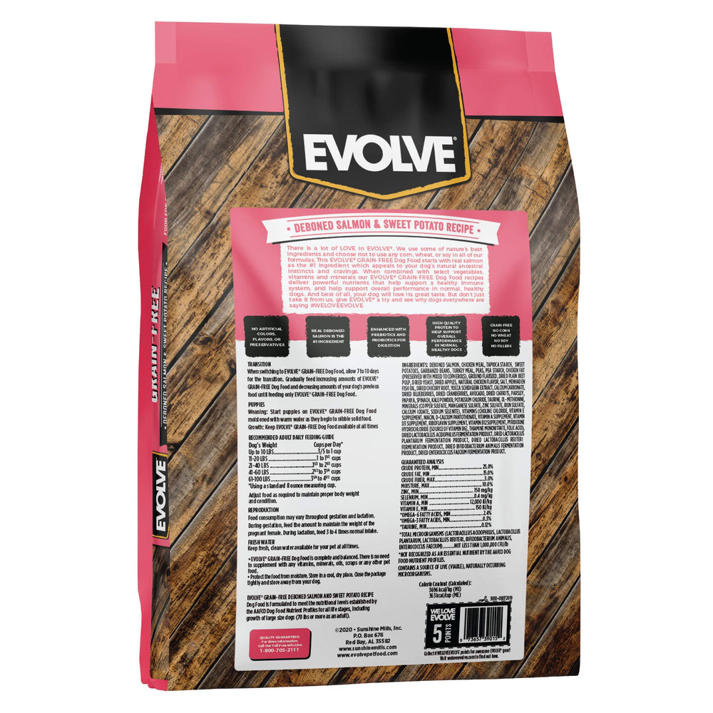 Evolve Saumon désossé – premier ingrédient, nutrition complète pour chien actif.