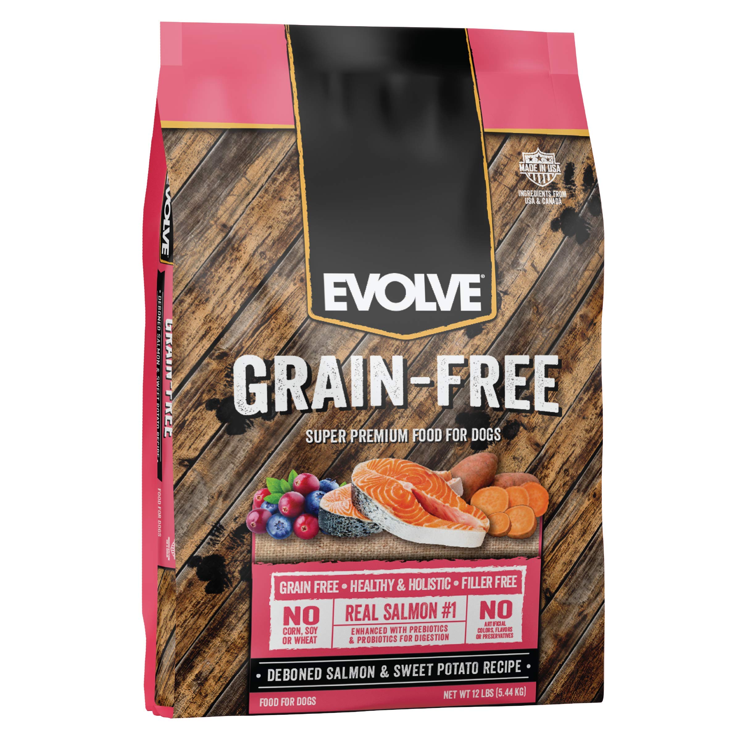 Evolve Saumon désossé – croquettes sans céréales pour chien adulte, énergie durable.