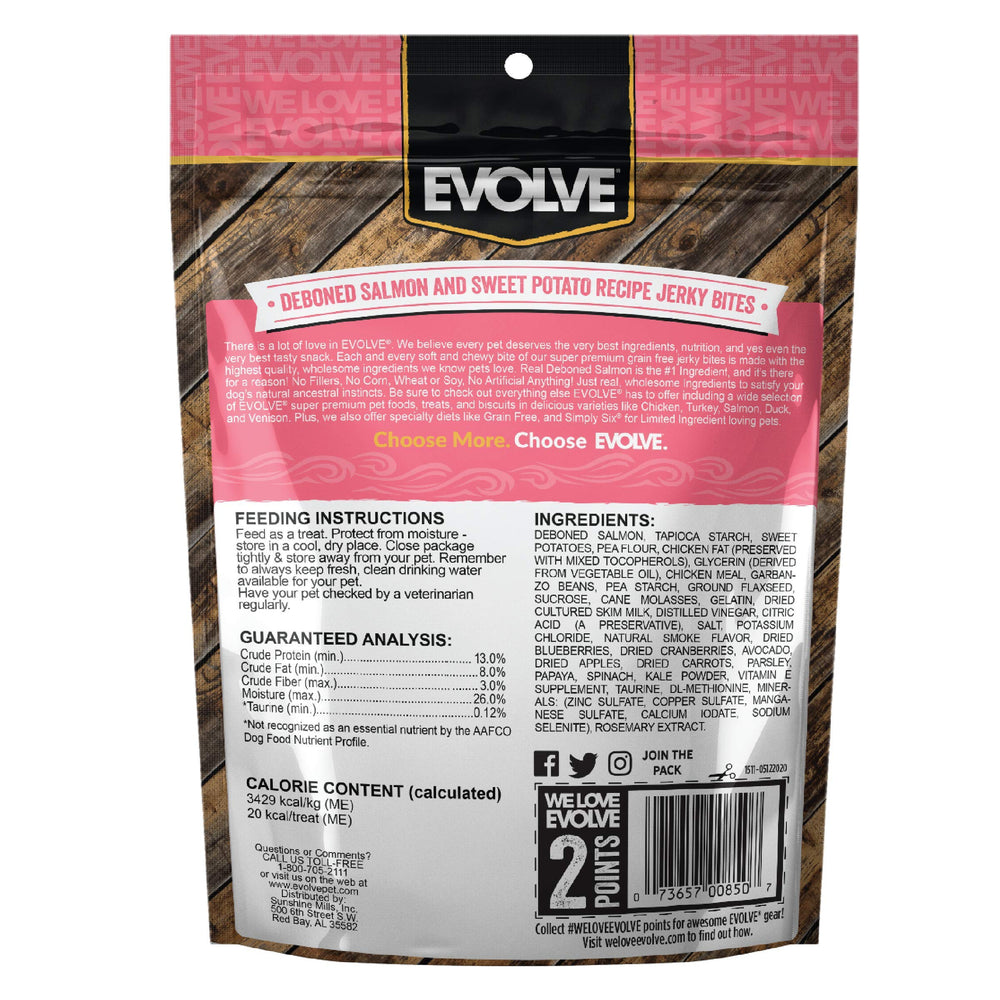 Evolve saumon-patates-douces-morceau-saumon: bouchée moelleuse au saumon comme ingrédient principal.