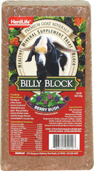 Bloc Billy Goat d'Evolved, buisson de baies, apport minéral pratique pour le troupeau.