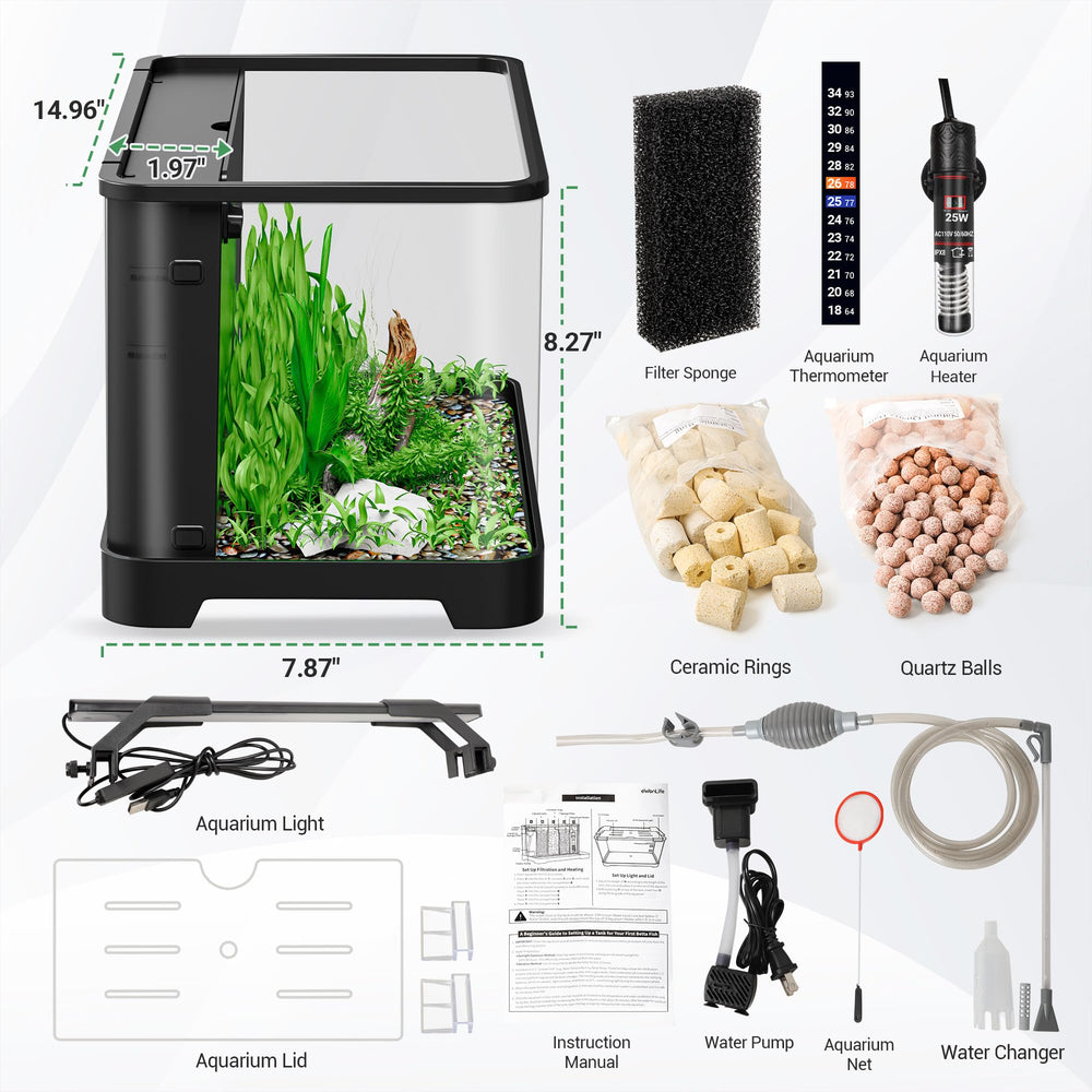 eWonLife petit aquarium de bureau compact pour espace restreint.