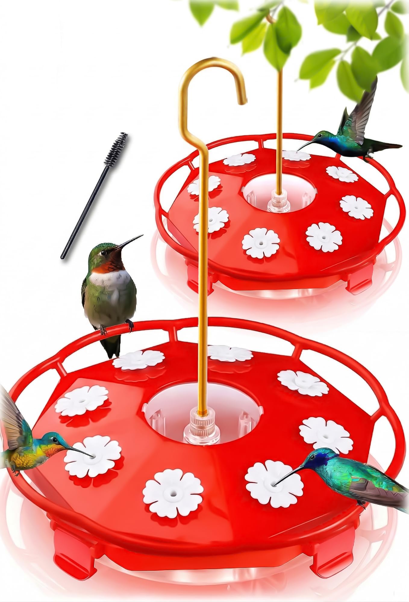 eWonLife, assiette ronde rouge, attire les colibris à distance.