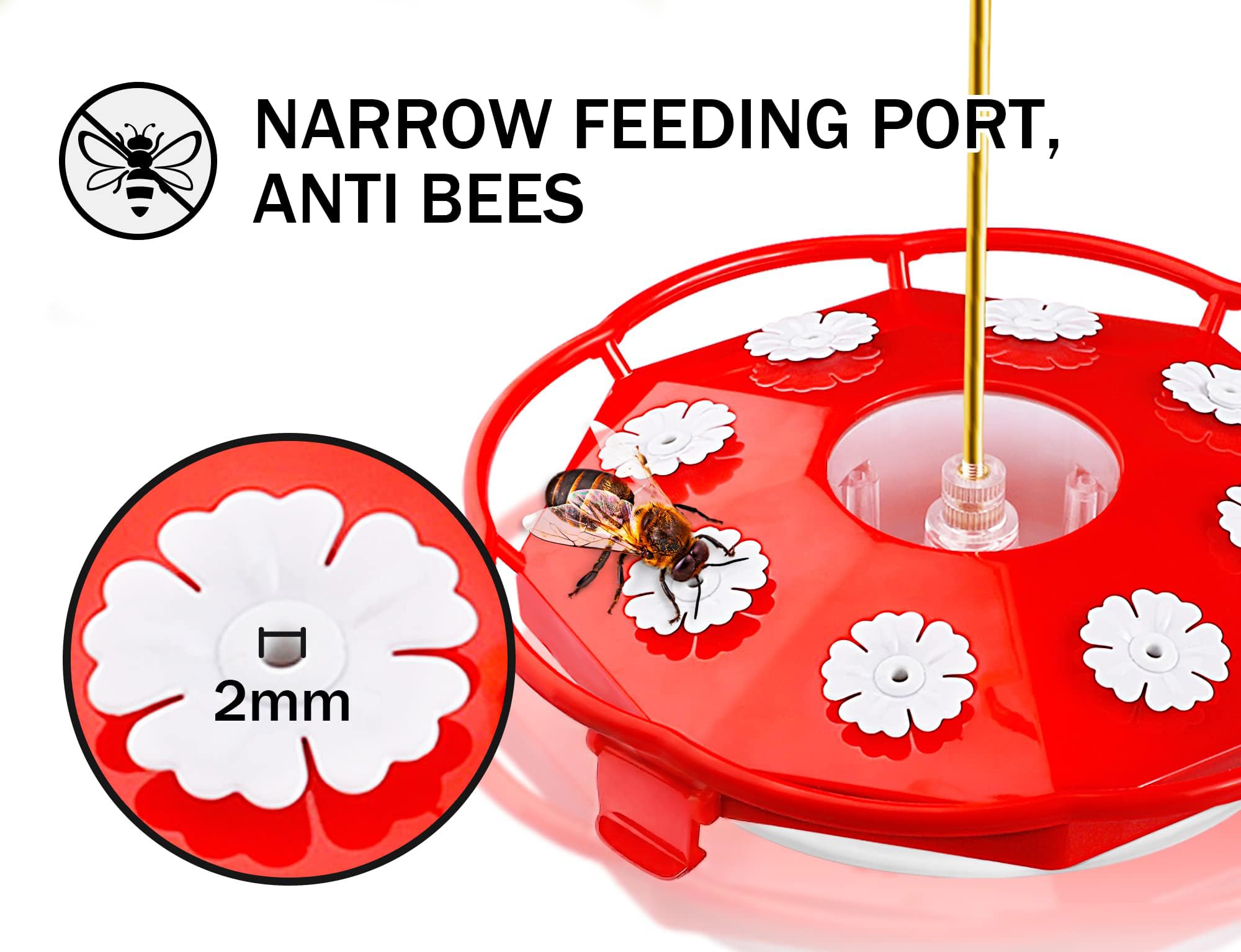 eWonLife, couvercle rouge transparent, vue claire du niveau de nectar.