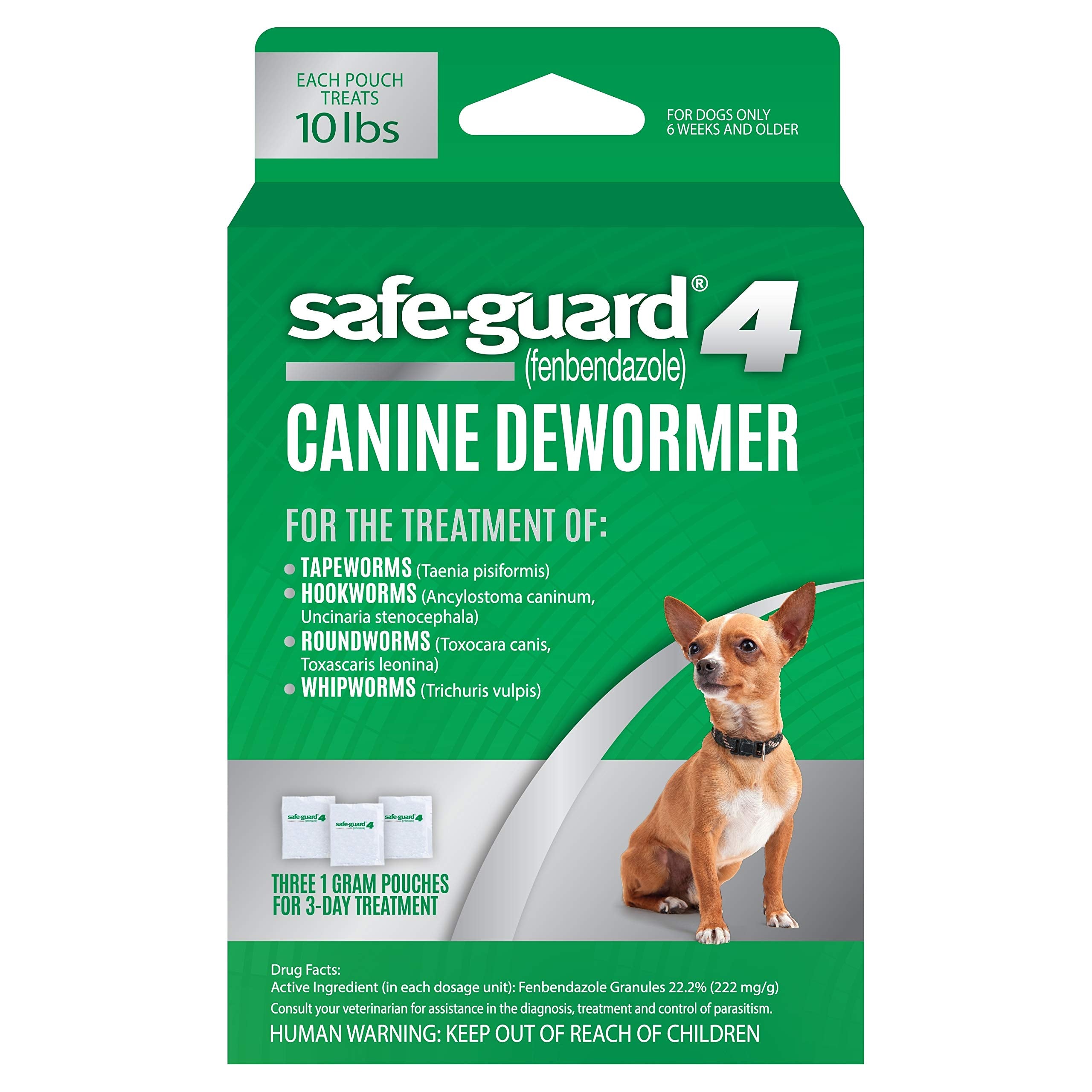 Excel Safe-Guard Canine granules faciles à mélanger à la nourriture pour chiens.