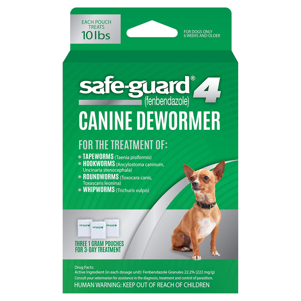 Excel Safe-Guard Canine granules faciles à mélanger à la nourriture pour chiens.