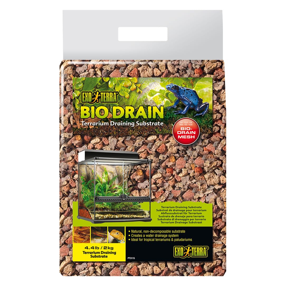 Exo Terra BioDrain substrat terrarium drainant, favorise drainage efficace et filtration biologique.