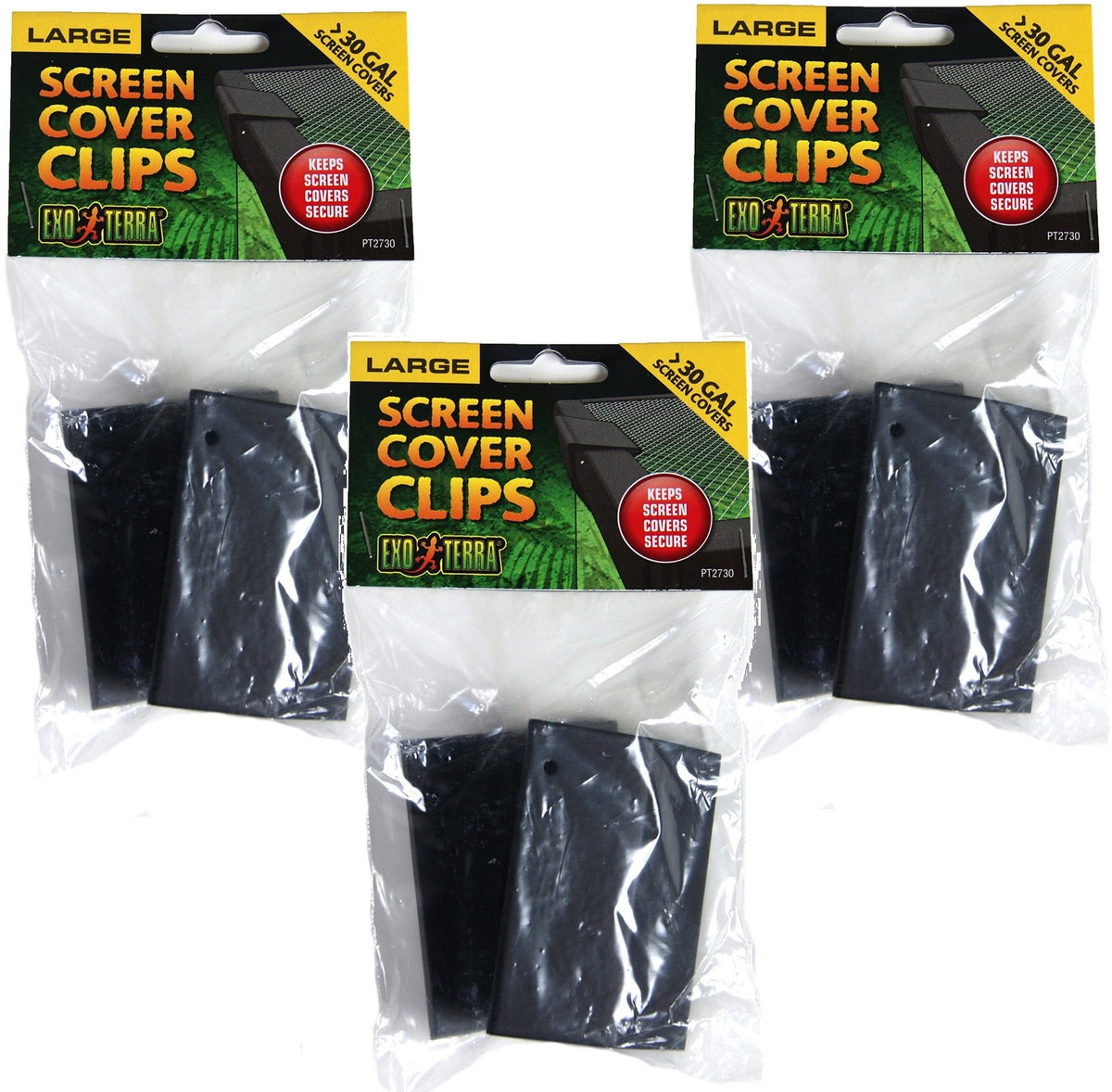 Exo Terra clips-couvercle terrarium grand, 2 clips, installation rapide et sécurité.