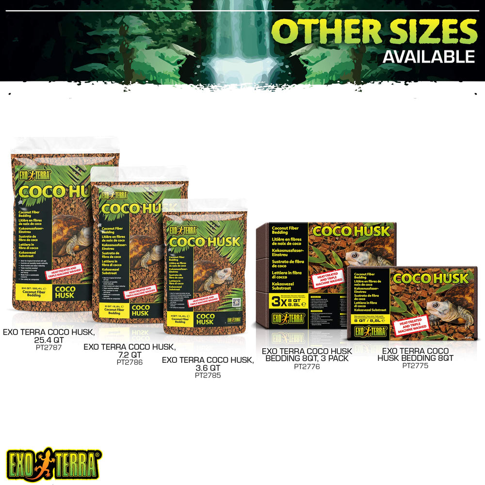 Exo Terra Coco Husk convient reptiles, amphibiens et invertébrés tropicaux.