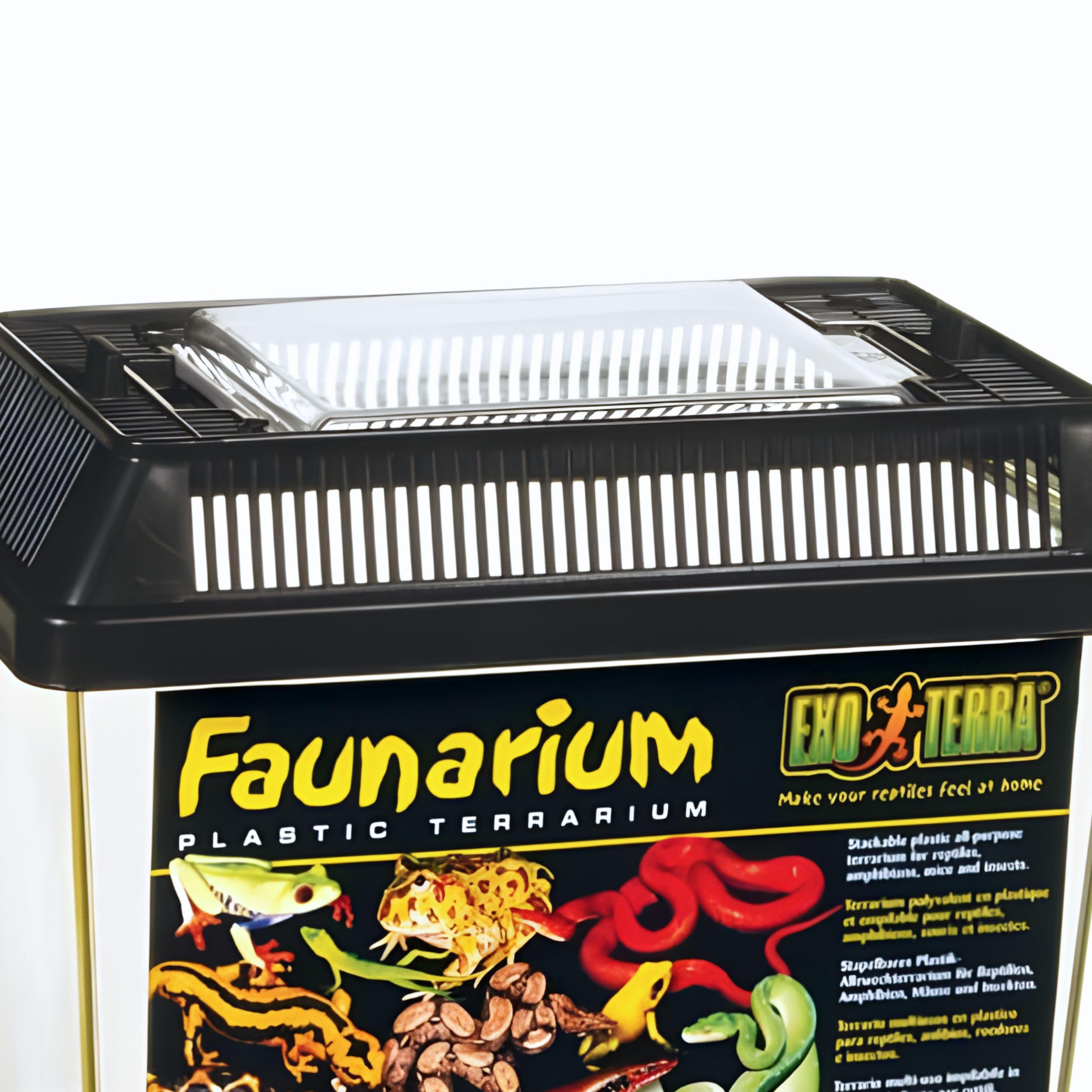 Exo Terra Faunarium couvercle transparent avec accès facile pour nourrir ou manipuler.