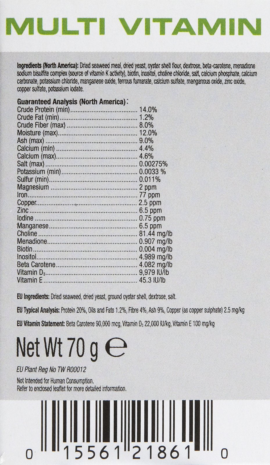 Exo Terra Poudre Multivitamine dans le pot de 2,5 oz, dosage facile.