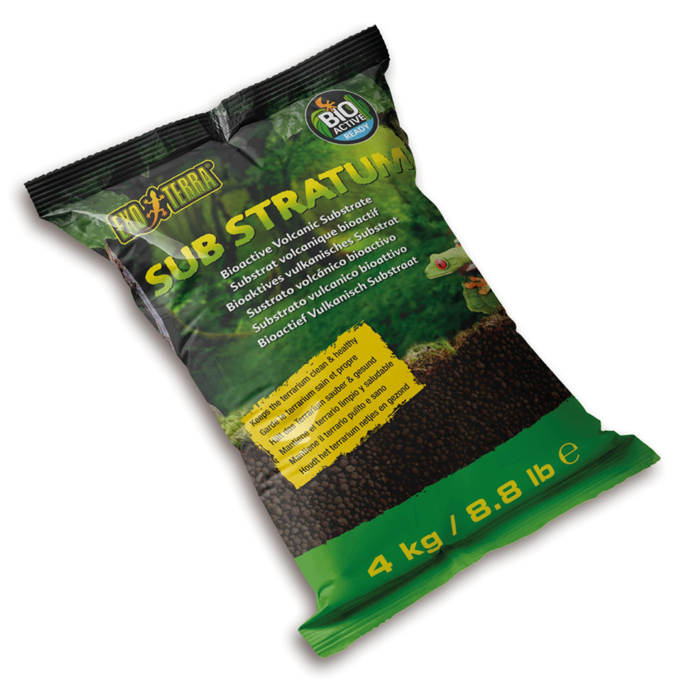 Exo Terra Sub Stratum: substrat volcanique bioactif pour terrarium sain et équilibré.