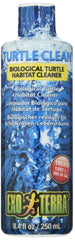 Nettoyant biologique Exo Terra pour habitat de tortues — image de la bouteille et du dosage.