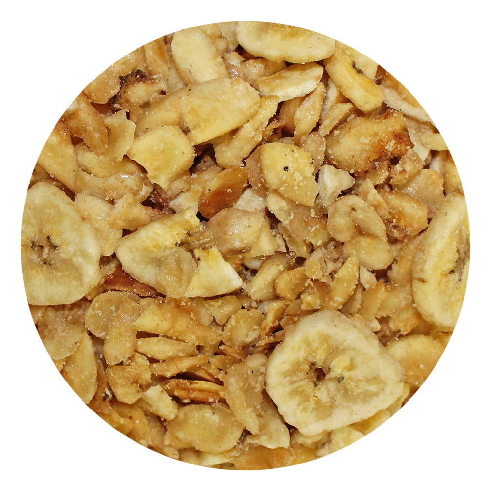 Exotic Nutrition Bouchées de Banane — tranches séchées faciles à donner à la main.