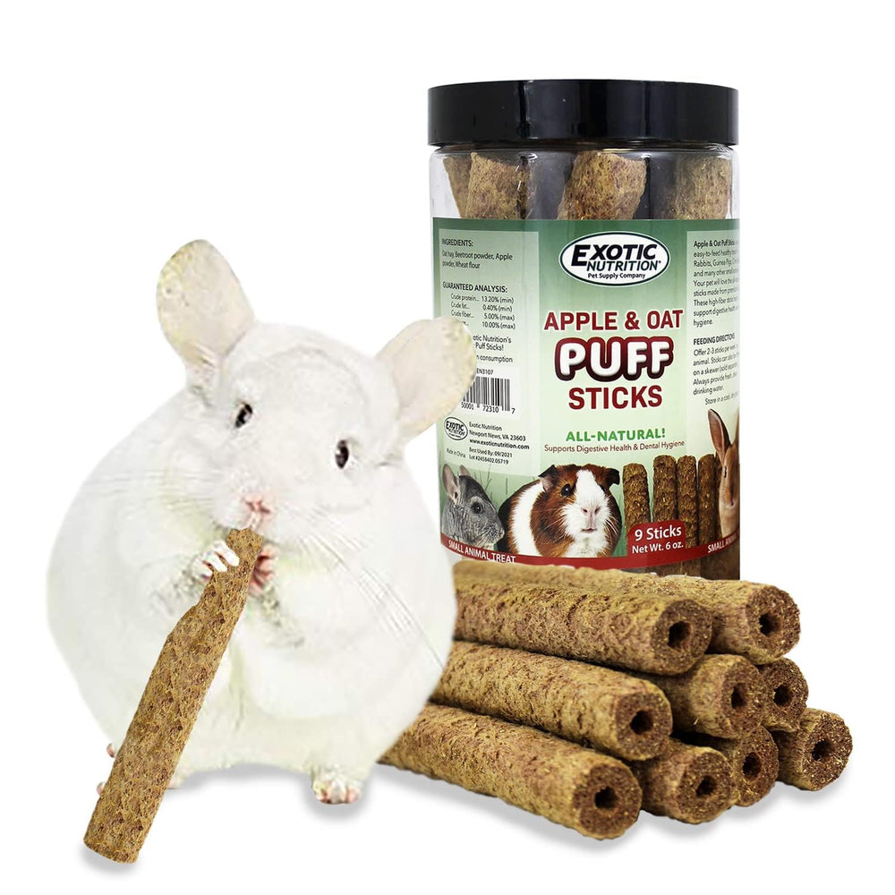 Enrichissement comportemental possible grâce à ces sticks Apple & Oat Puff Sticks.