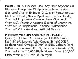 Boosteur hérisson Exotic Nutrition, tableau-ingrédients: détails des vitamines et minéraux.