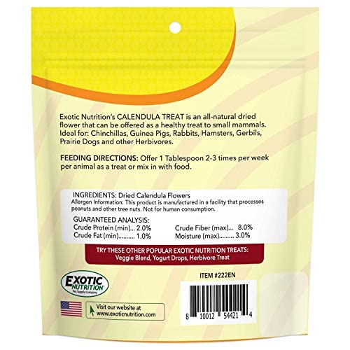 Exotic Nutrition Calendula – animal en train de mâcher, friandise naturelle.